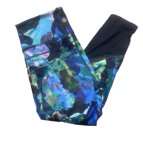 Athleta Medium Leggings Colorful Sheer Ankle Blue Pink Green‎ - Picture 1 of 8